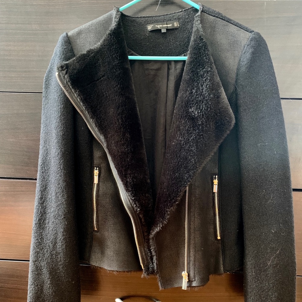Zara Black Biker Jacket (wool and polyester) - Picture 3 of 6